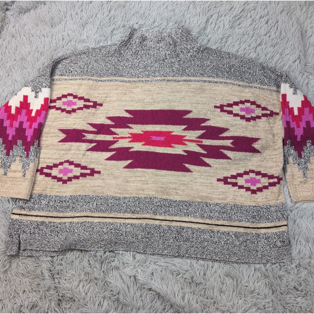 Nic + Zoe Sweater Womens 3X Gray Aztec Casual Comfort Preppy Soft Lightweight